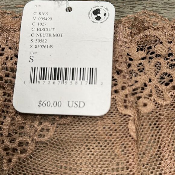 Free People So Fine Lace Boy Short Biscuit Neutral Size Small - Picture 6 of 7